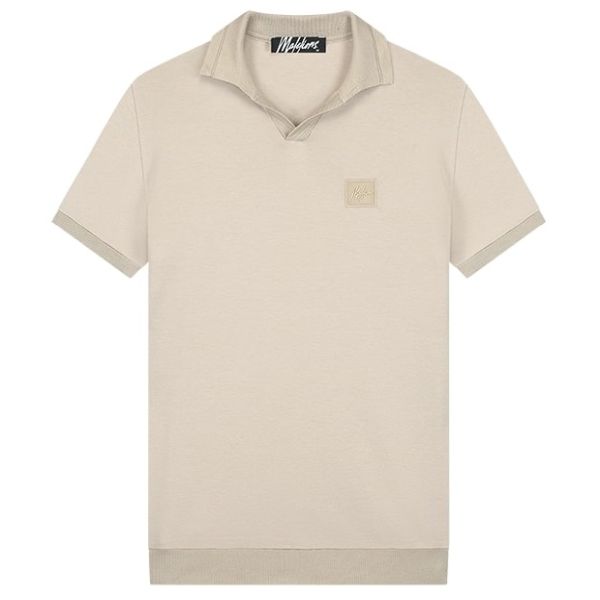 Malelions Knitted Signature Patch Polo Beige