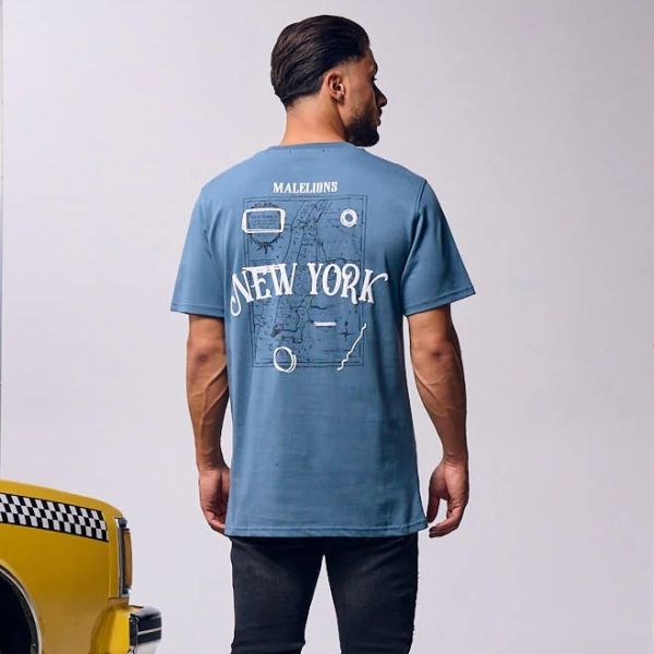 Malelions New York T-shirt Blauw