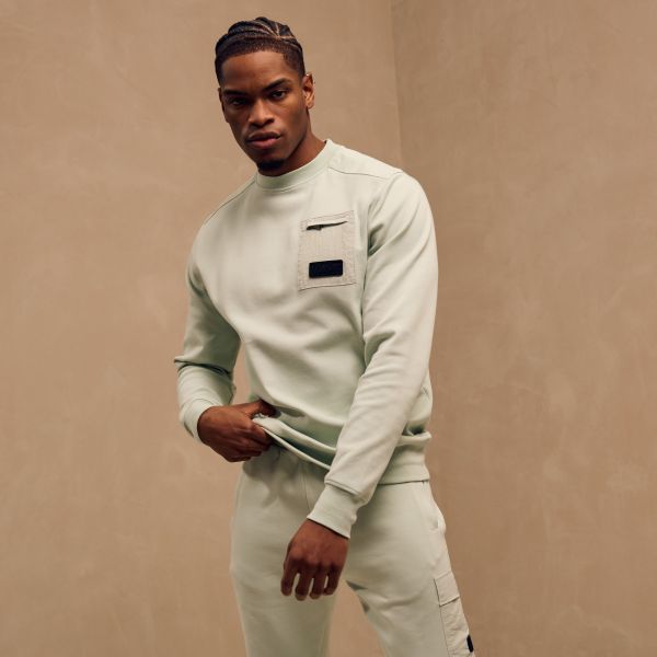 Malelions Nylon Pocket Sweater Licht Groen