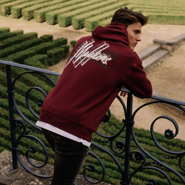 Malelions Oversized 3D Graphic Hoodie Bordeaux