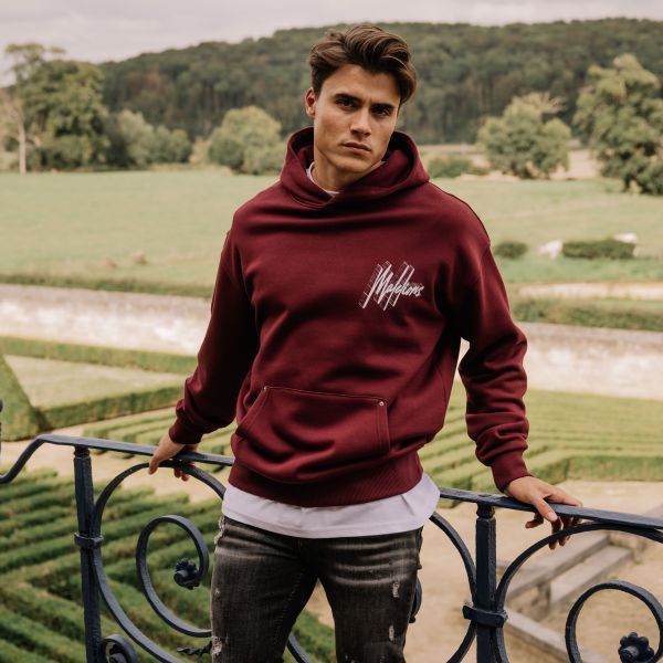 Malelions Oversized 3D Graphic Hoodie Bordeaux