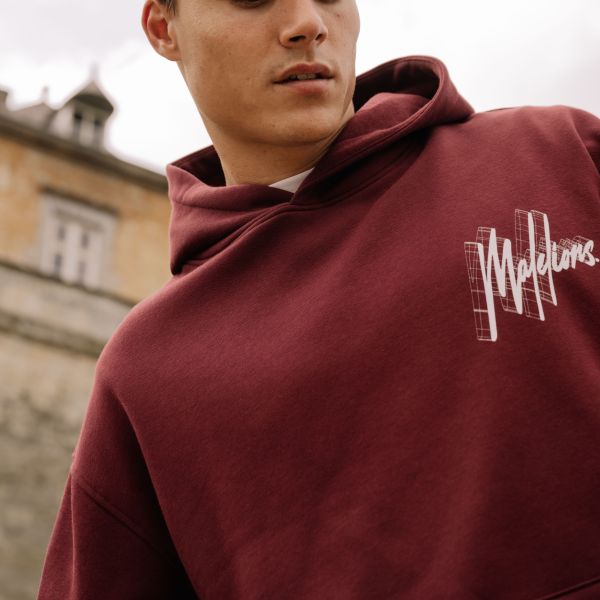 Malelions Oversized 3D Graphic Hoodie Bordeaux