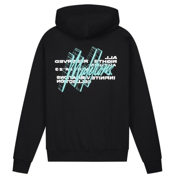 Malelions Oversized 3D Graphic Hoodie Zwart