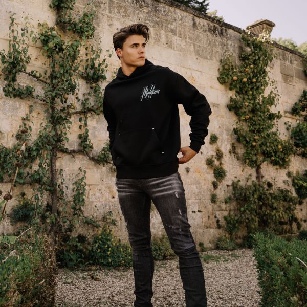 Malelions Oversized 3D Graphic Hoodie Zwart