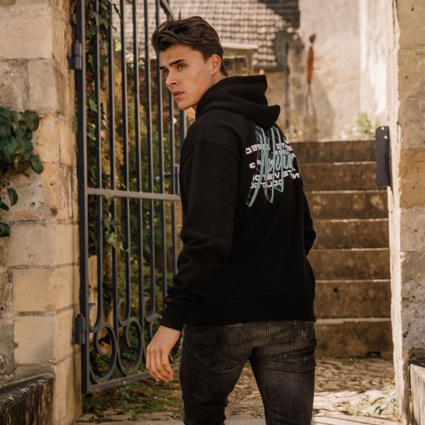 Malelions Oversized 3D Graphic Hoodie Zwart