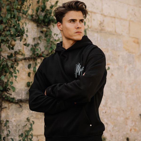 Malelions Oversized 3D Graphic Hoodie Zwart