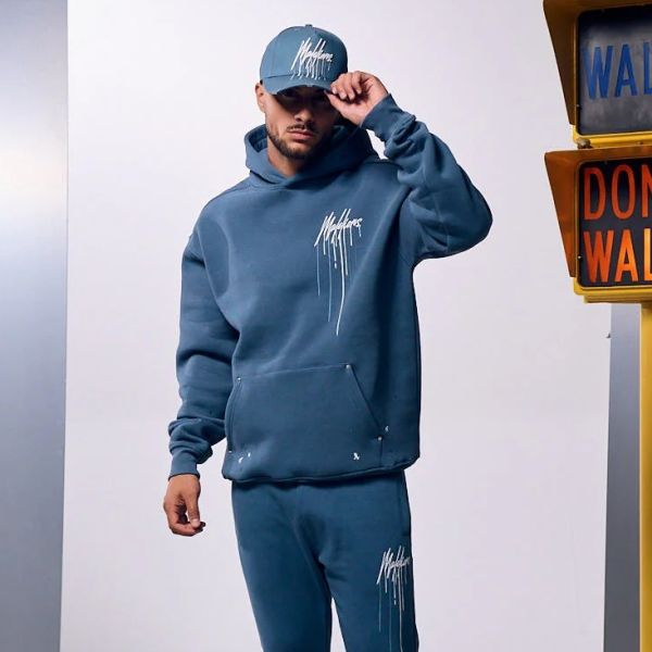 Malelions Oversized Painter Hoodie Blauw