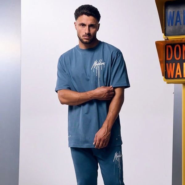 Malelions Oversized Painter T-shirt Blauw