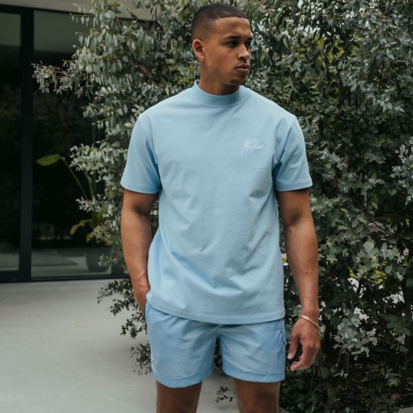 Malelions Oversized Signature T-shirt Licht Blauw