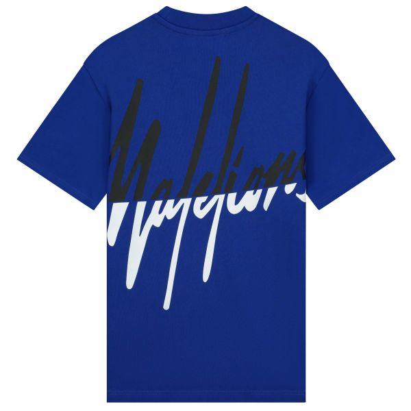 Malelions Oversized Split T-shirt Blauw