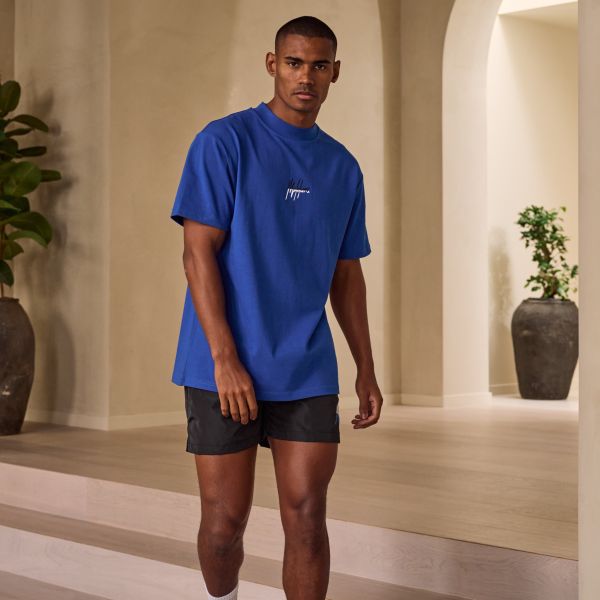 Malelions Oversized Split T-shirt Blauw