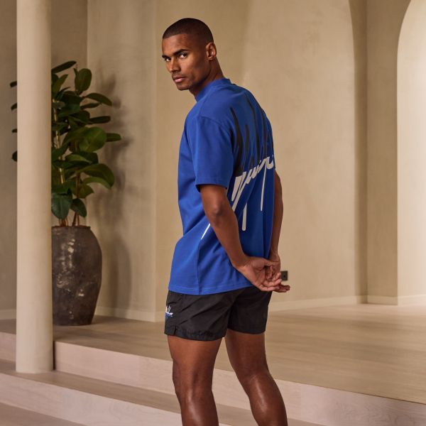 Malelions Oversized Split T-shirt Blauw