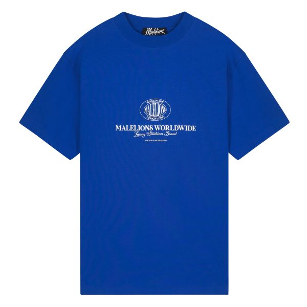 Malelions Oversized Worldwide T-shirt Blauw