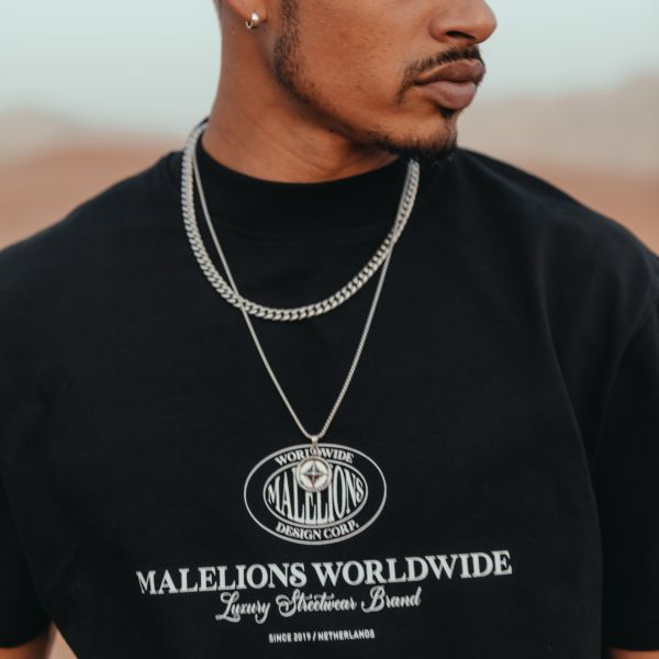 Malelions Oversized Worldwide T-shirt Zwart