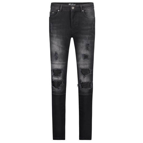 Malelions Ripped Biker Jeans Zwart