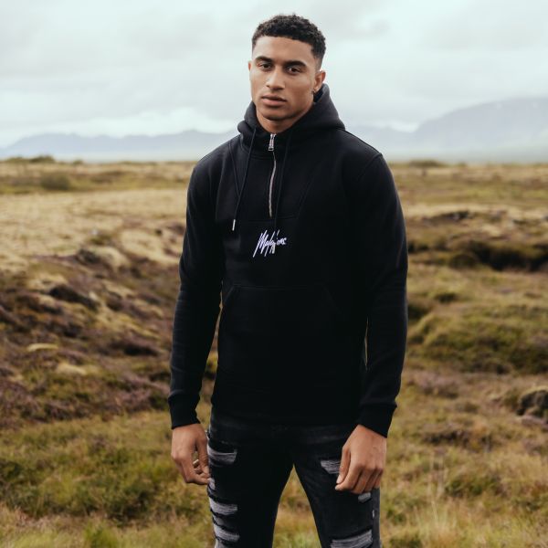Malelions Signature Half Zip Hoodie Zwart