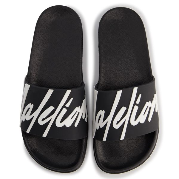 malelions signature slippers wit zwart