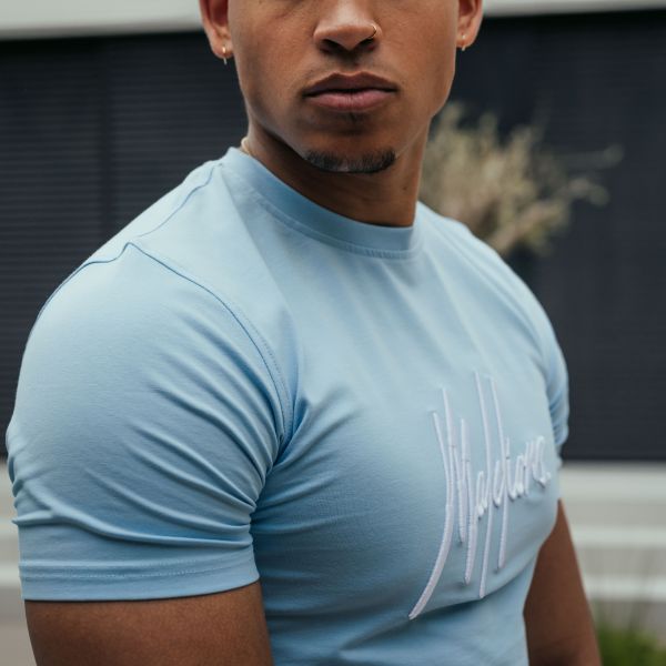 Malelions Signature T-shirt Licht Blauw