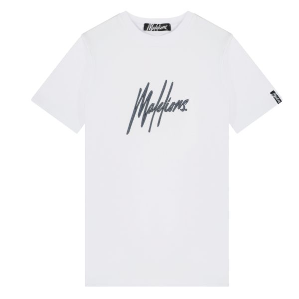 Malelions Signature T-shirt Wit Grijs