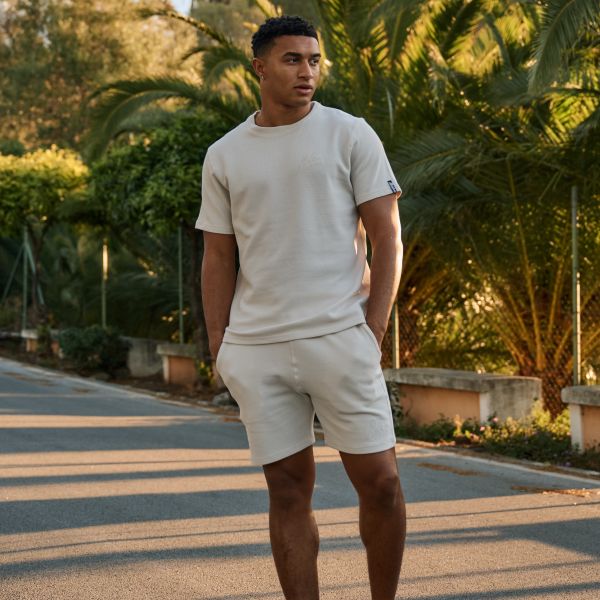 Malelions Signature Waffle Korte Broek Off White