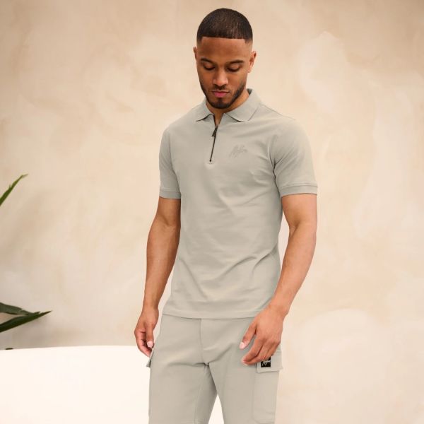 Malelions Signature Zip Polo Beige