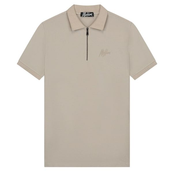 Malelions Signature Zip Polo Beige