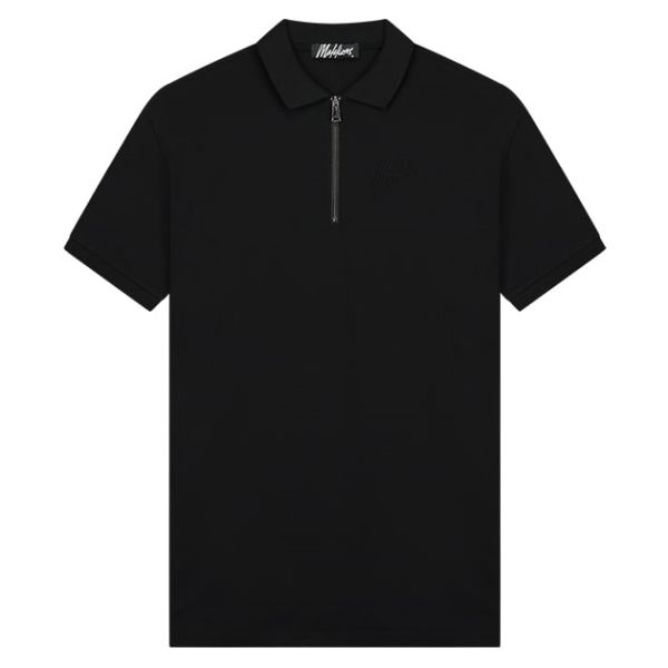 Malelions Signature Zip Polo Zwart