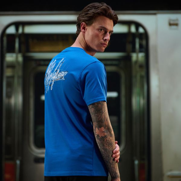 Malelions Splash Signature T-shirt Blauw