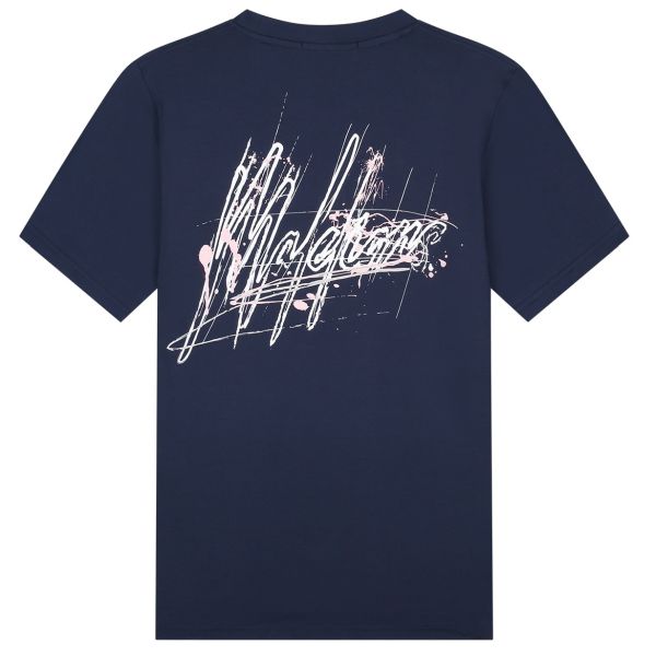 Malelions Splash Signature T-shirt Navy