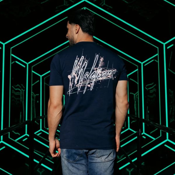 Malelions Splash Signature T-shirt Navy