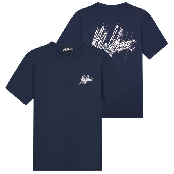 Malelions Splash Signature T-shirt Navy