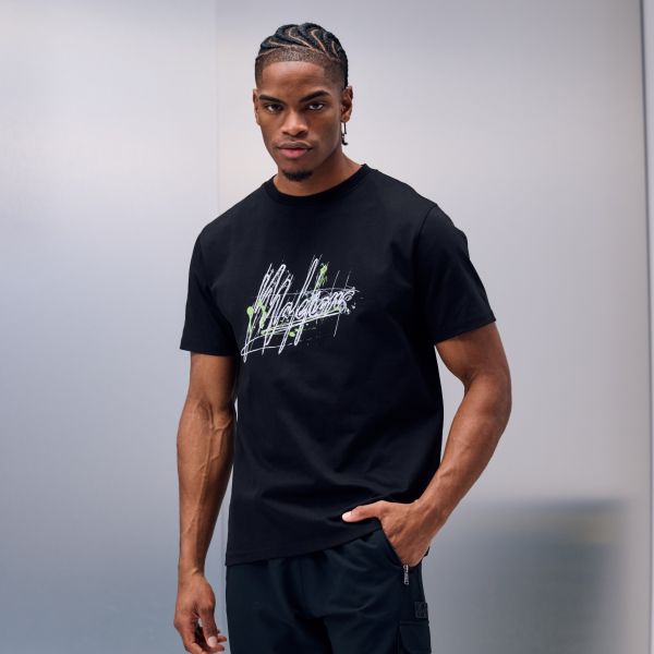 Malelions Splash Signature T-shirt Zwart