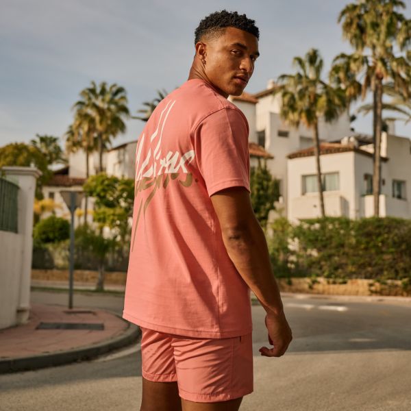Malelions Split T-shirt Coral