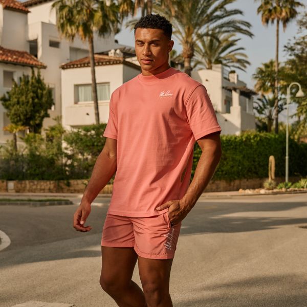 Malelions Split T-shirt Coral