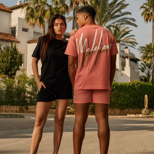 Malelions Split T-shirt Coral