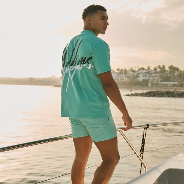 Malelions Split T-shirt Turquoise