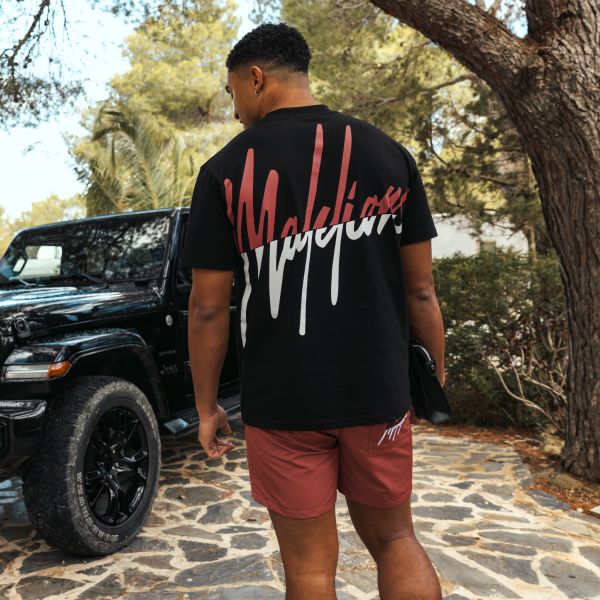 Malelions Split T-shirt Zwart