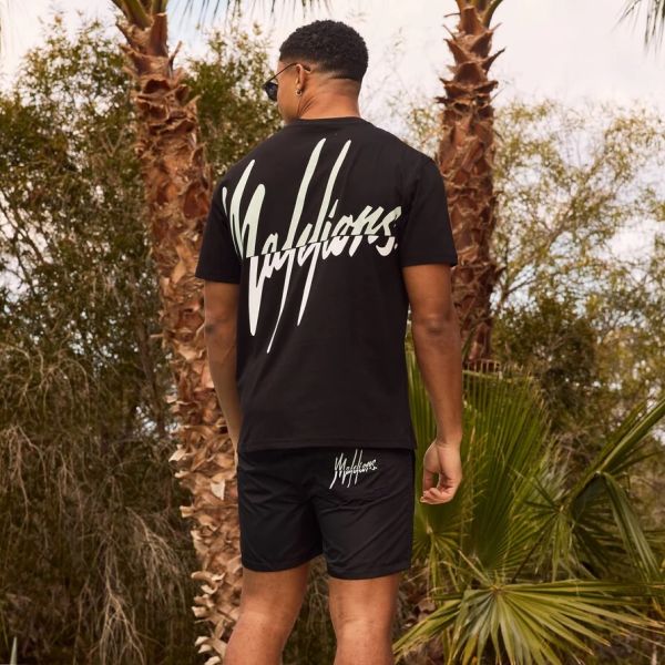 Malelions Split T-shirt Zwart