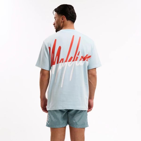 Malelions Split T-shirt Licht Blauw