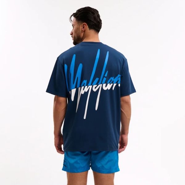 Malelions Split T-shirt Navy