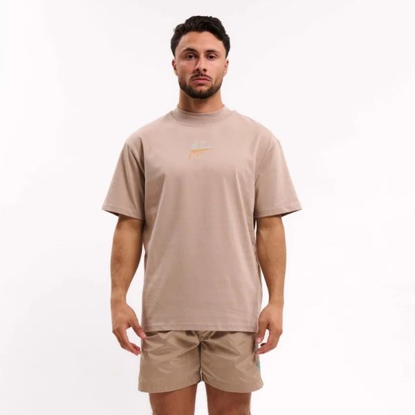 Malelions Split T-shirt Beige