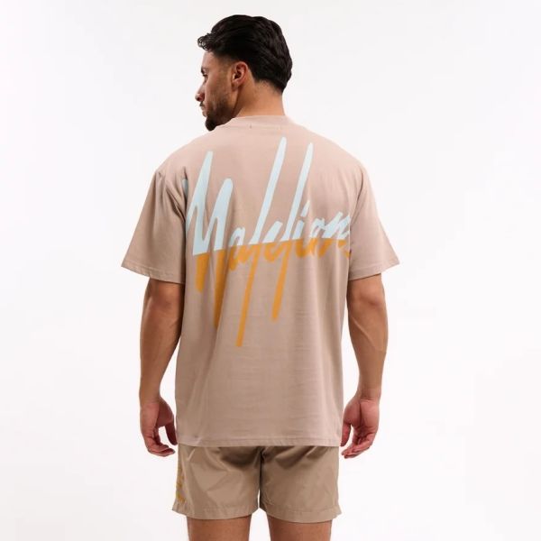 Malelions Split T-shirt Beige