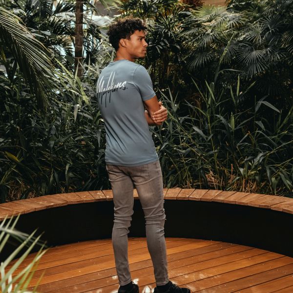 Malelions Split T-shirt Blauw