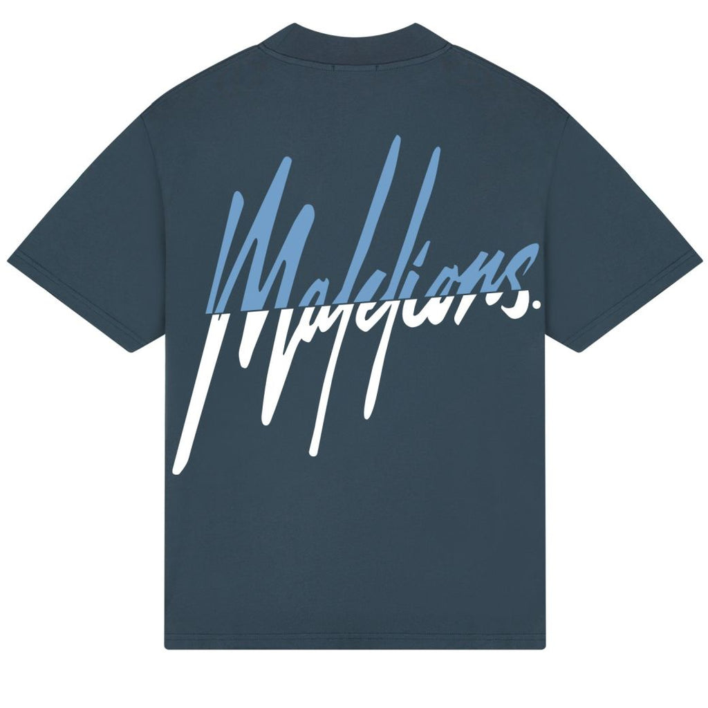 Malelions Split T-shirt Donker Blauw