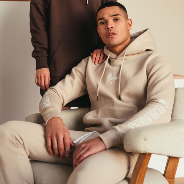 Malelions Stained Hoodie Beige
