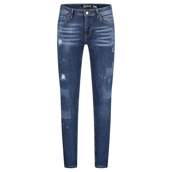 Malelions Stained Jeans Donker Blauw