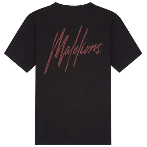 Malelions Striped Signature T-shirt Zwart