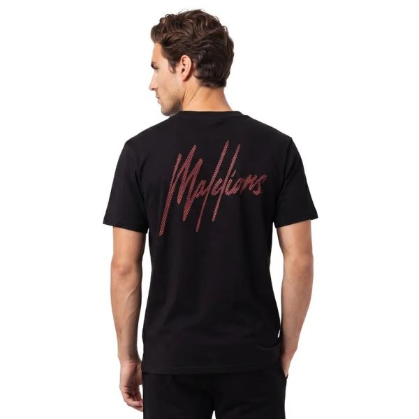 Malelions Striped Signature T-shirt Zwart