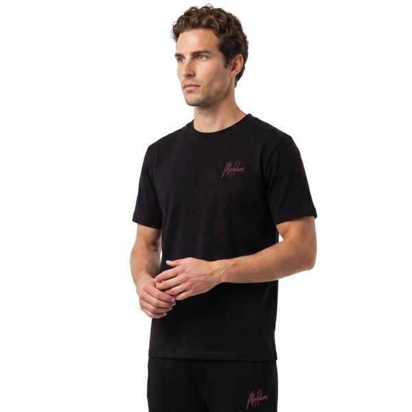 Malelions Striped Signature T-shirt Zwart