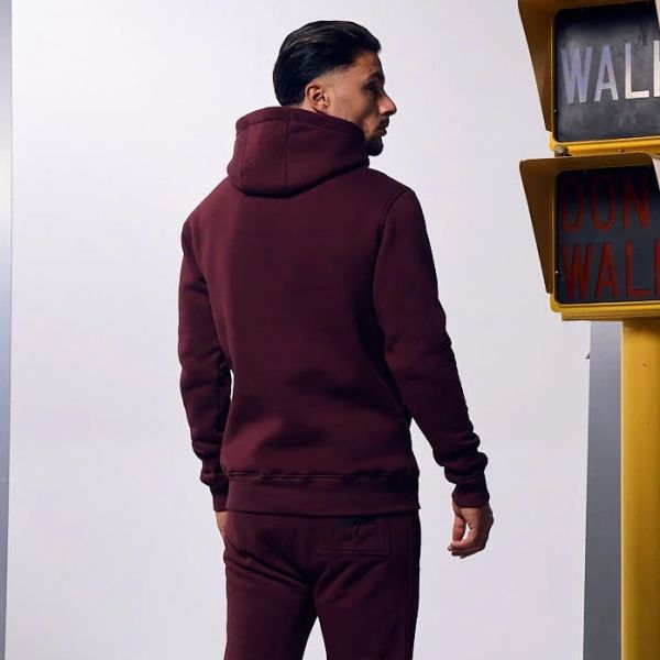 Malelions Striped Signature Hoodie Bordeaux